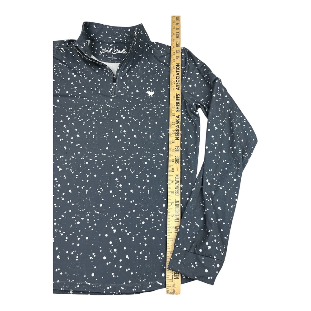 Bad Birdie Excellent Quarter Zip Pullover Womens Large Gray Splatter Print Golf - Picture 4 of 12